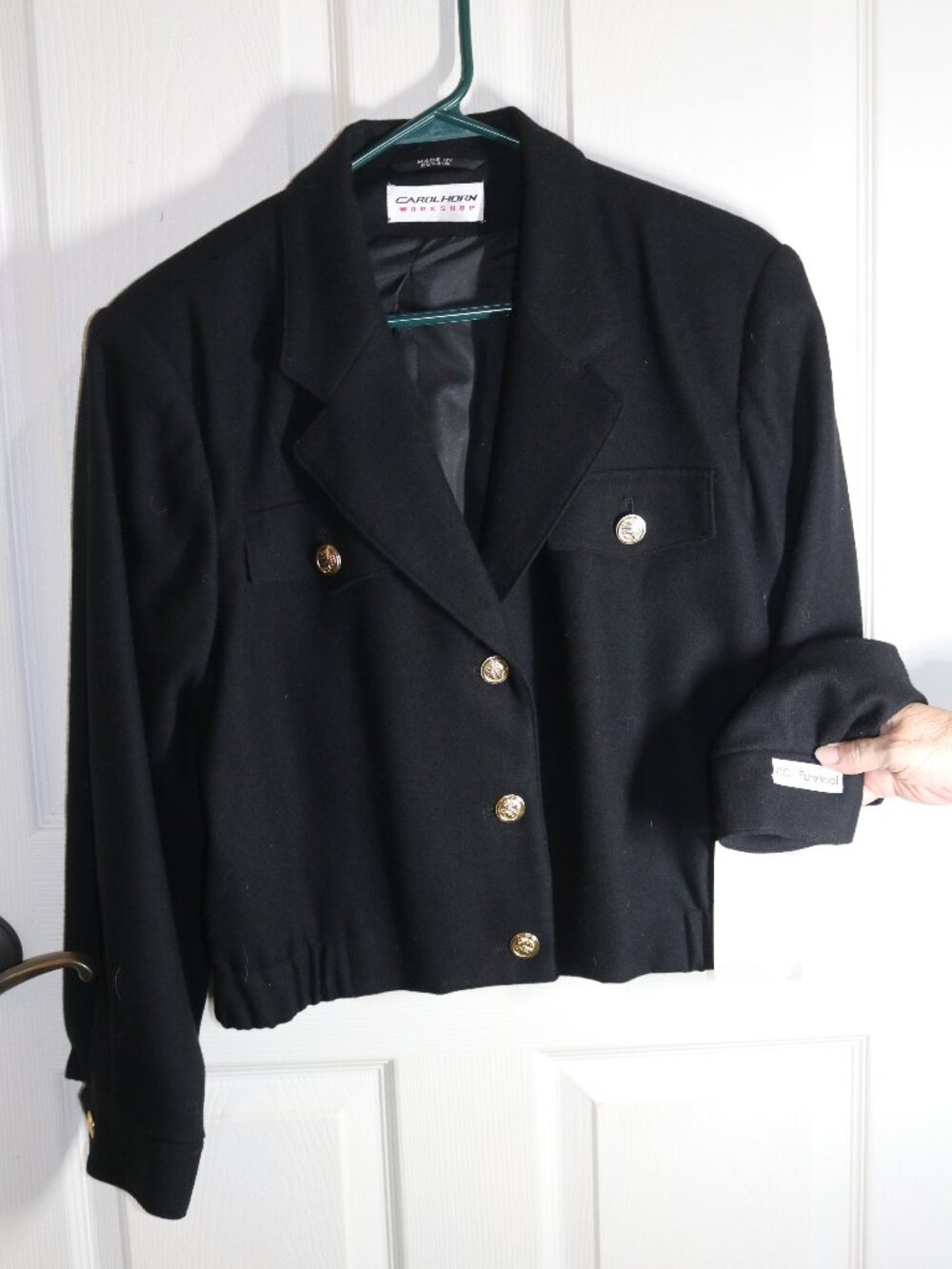 Carol Horn size 12 black wool bomber blazer. Like New.